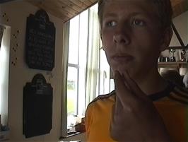 Ryan samples some of the tasty cheeses in the Cheese Shop
